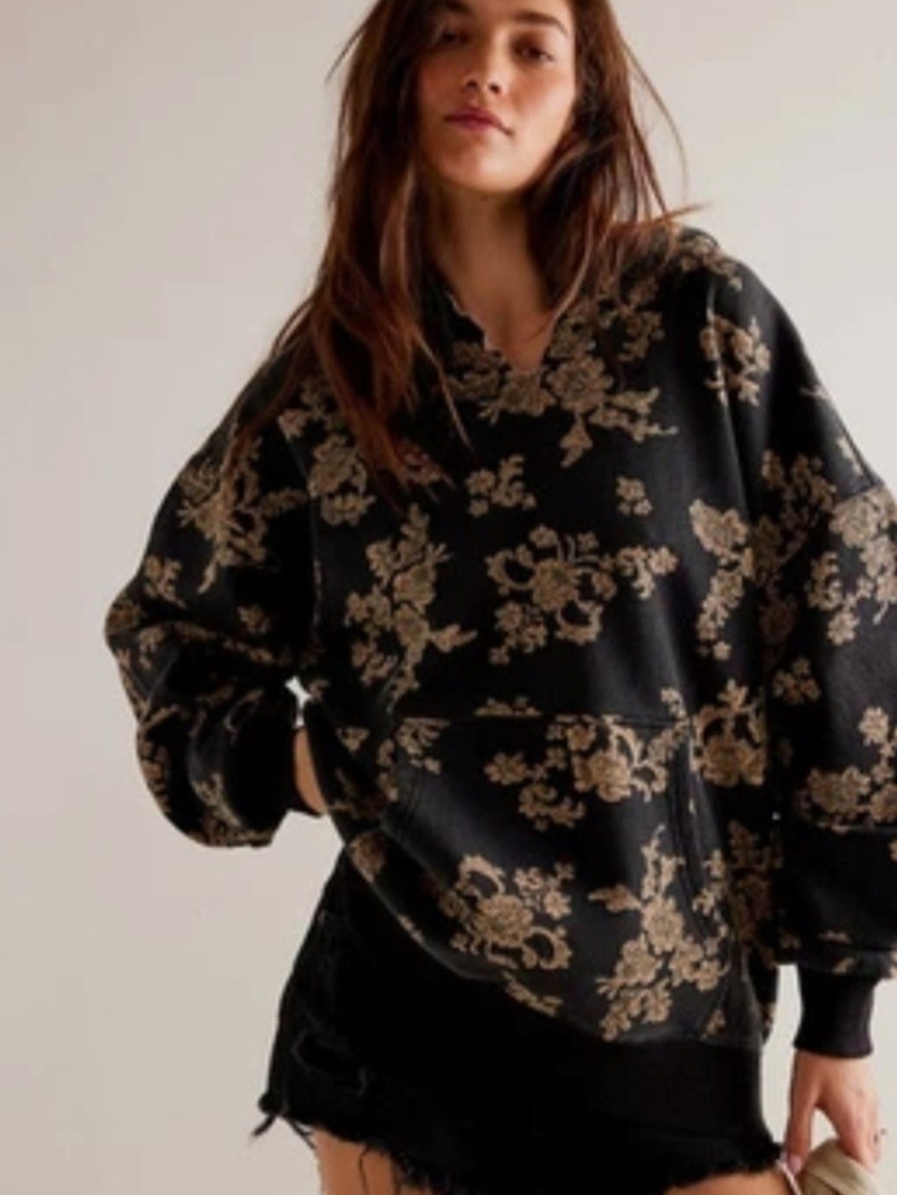 We The Free It’s A Vibe Floral Hoodie Sweatshirt XL Midnight Combo NWT FP